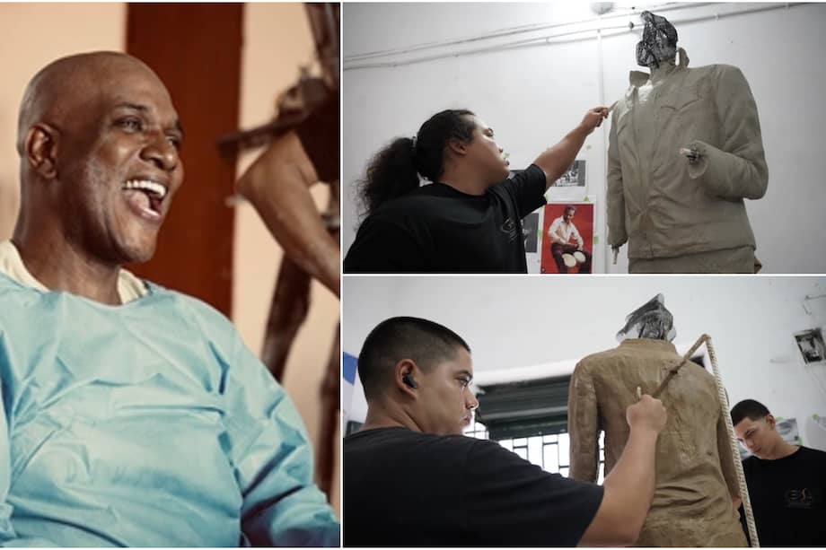 En la foto: Willy García, cantante, compositor y productor colombiano, durante el proceso de creación de su escultura para el museo.