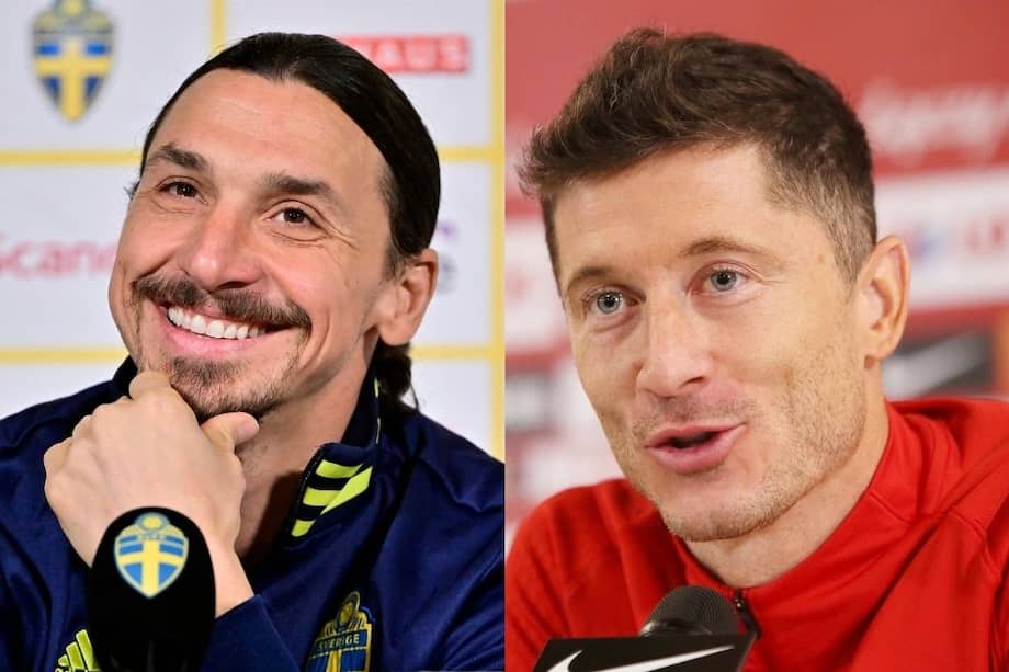 Zlatan Ibrahimovic (izquierda), referente de la selección de Suecia y Robert Lewandowski, líder en ataque de Polonia.