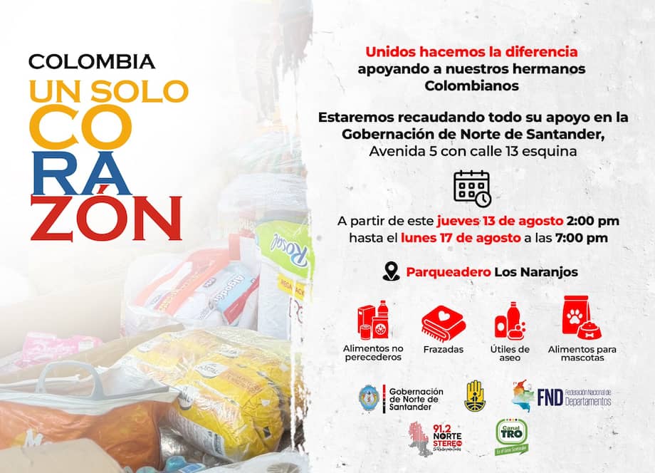 Norte de Santander activa centro de acopio para apoyar a damnificados por terremoto