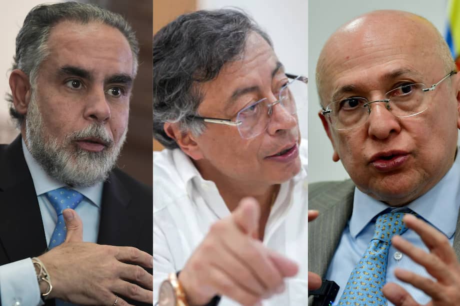 El presidente Gustavo Petro ha regañado a su gabinete en el pasado para que choques internos, como el que ahora protagonizan los ministros Armando Benedetti (izq.) y Eduardo Montealegre (der.), no lleguen al debate público.