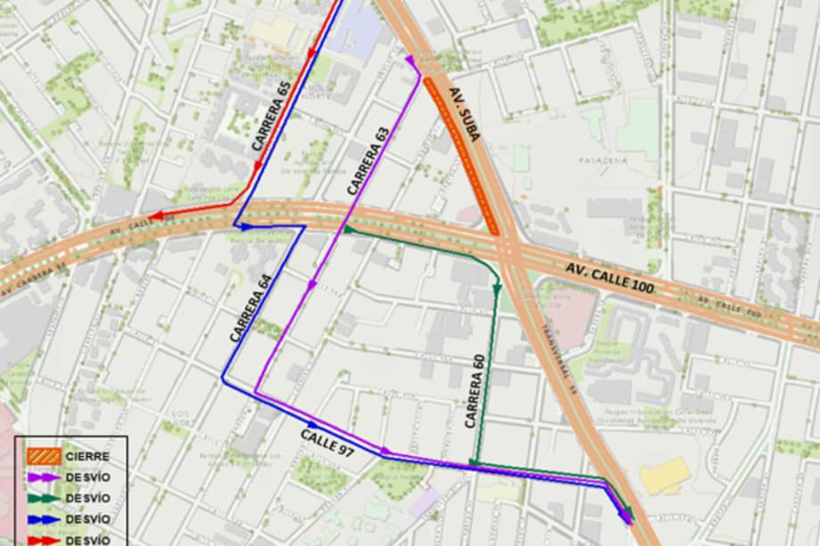 ¡Prográmese! Habrá cierre total del acceso norte de la Av. Suba con Av. Calle 100
