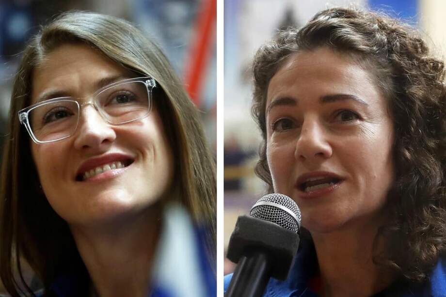 Las astronautas Christina Koch (izquierda) y Jessica Meir (derecha).