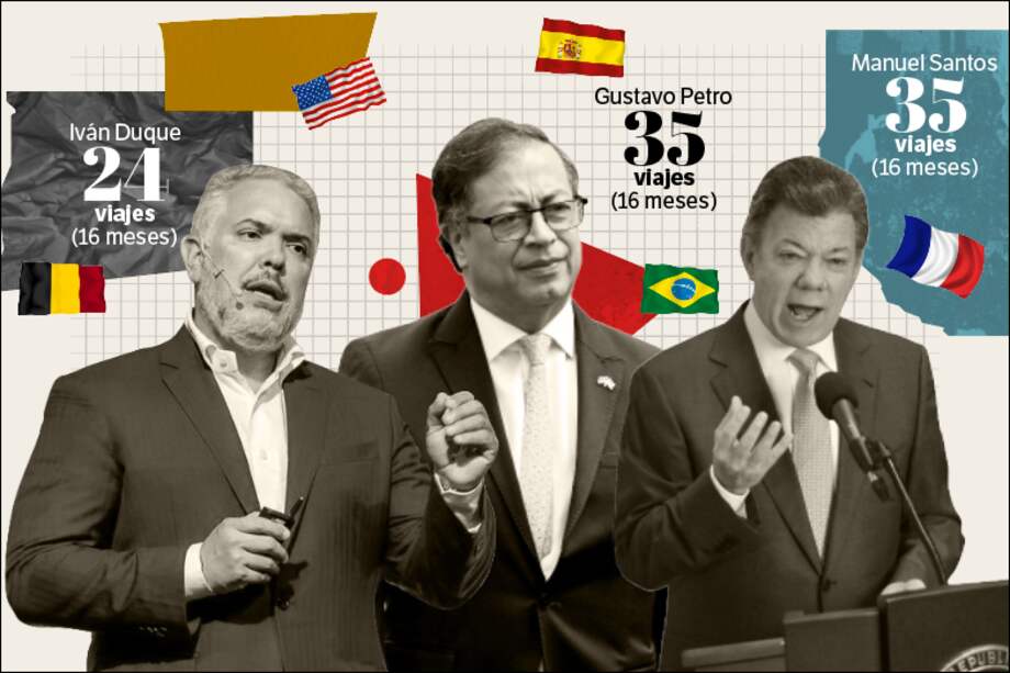 Estos son los viajes que el presidente Petro, y los exmandatarios Duque y Santos realizaron en la primera parte de su mandato.
