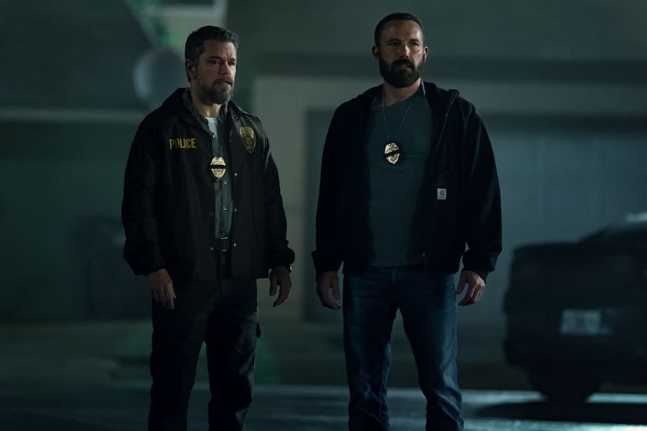 THE RIP. (L to R) Matt Damon as Lieutenant Dane Dumars and Ben Affleck as Det Sergeant J.D. Byrne in The Rip. Cr. Warrick Page/Netflix © 2025.
