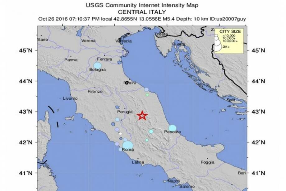 Mapa de la zona del sismo. / EFE