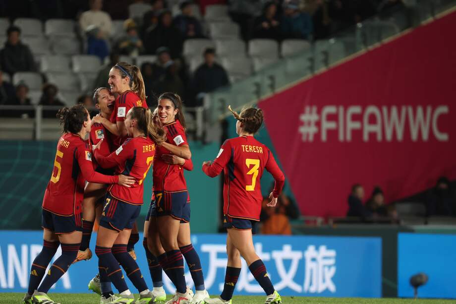 España celebra su goleada a Zambia en el Mundial Femenino de Australia y Nueva Zelanda 2023.
