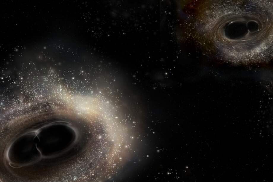La nueva señal de las ondas gravitacionales corresponde a una fusión de dos agujeros negros a 1,4 millones de años luz de distancia. Uno de ellos tiene 14 veces la masa del sol; el otro, ocho. / LIGO