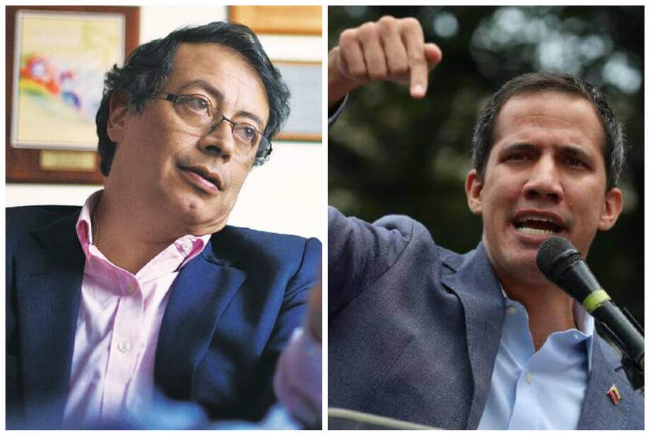 El senador y líder del movimiento Colombia Humana, Gustavo Petro (izquierda). El líder opositor venezolano Juan Guaidó (derecha).
