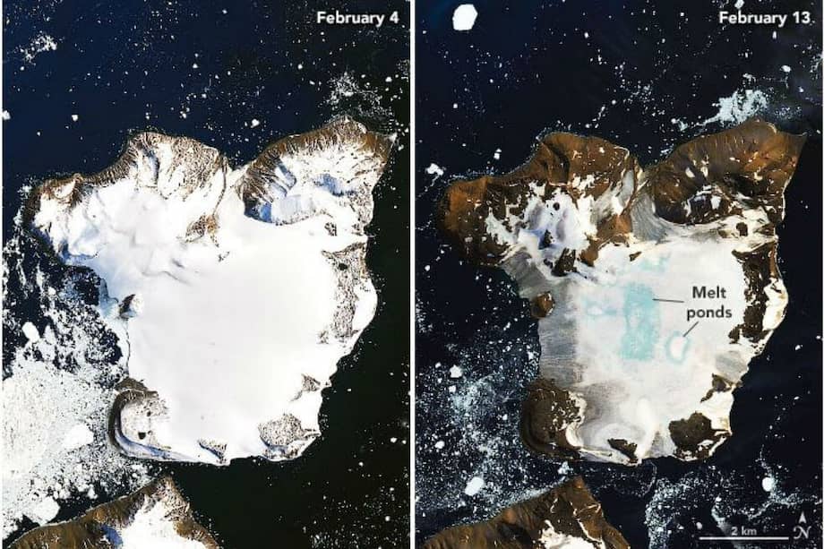 Las capas de hielo en la Antártida se derriten debido al calentamiento global y al aceleramiento de la temperatura global. El amento del nivel del mar podría ser catastrófico para miles de personas. / NASA