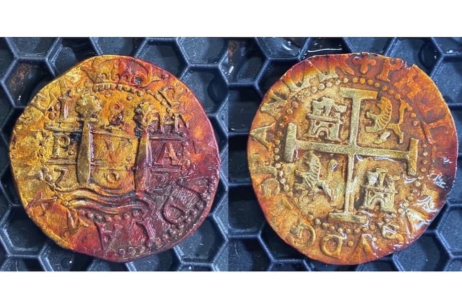 Macuquina acuñada en Lima de 1707, Rescatada del Galeón San José 2025.