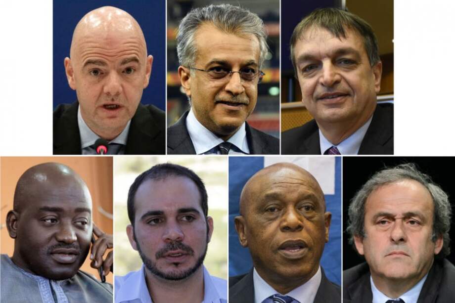 Los siete candidatos a presidir la Fifa. Foto: AFP