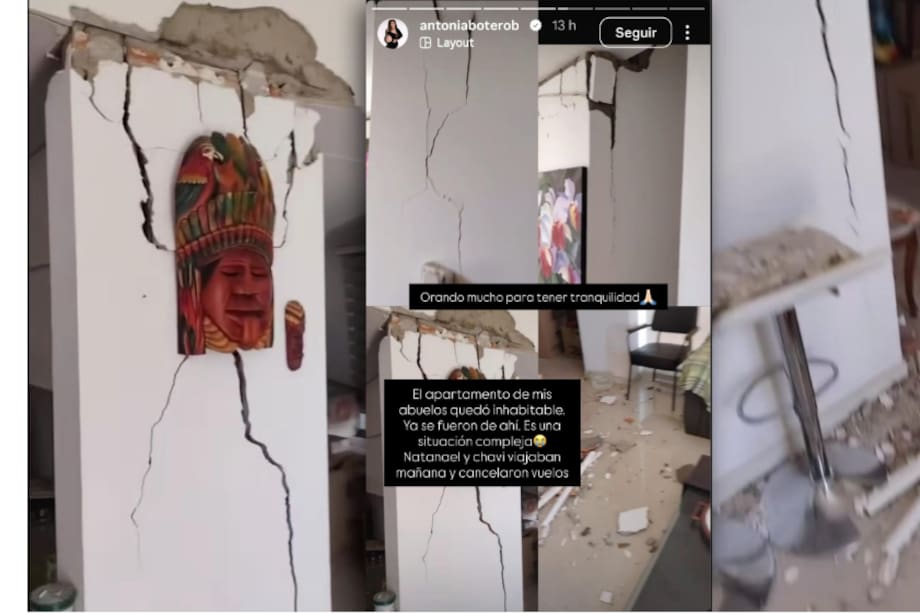 Estas fueron algunas de las imágenes que Antonia Botero, de 'Los Chicaneros', compartió del apartamento de sus abuelos en Cali, Valle del Cauca, luego del terremoto de magnitud 7.4 que se presentó sobre las 7:34 del 10 de agosto de 2026.