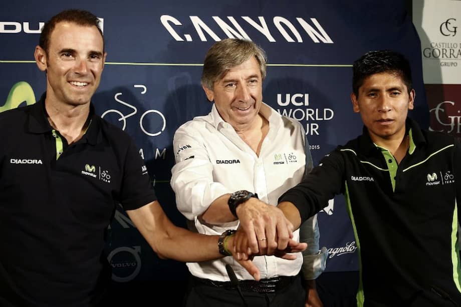 Eusebio Unzué junto a Nario Quintana (d) y Alejandro Valverde. / Archivo