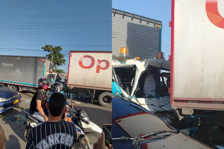 Una camioneta también fue chocado de forma leve por uno de los furgones.