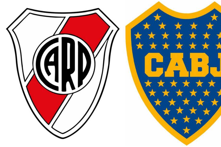 Escudos de River Plate (izq.) y Boca Juniors (der.), finalistas de la Copa Libertadores 2018.