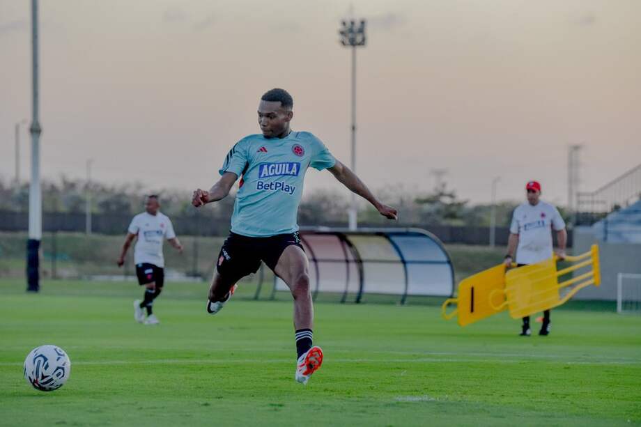 La selección sub 23 de Colombia en entrenamiento.