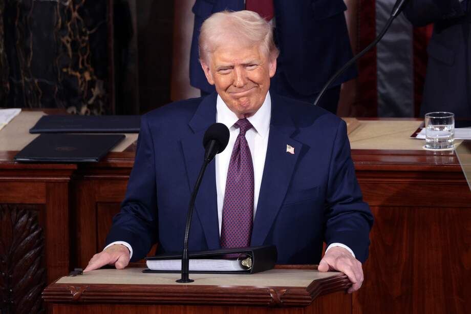 El presidente de Estados Unidos, Donald Trump, antes de dirigirse a una sesión conjunta del Congreso de los Estados Unidos en la Cámara de Representantes