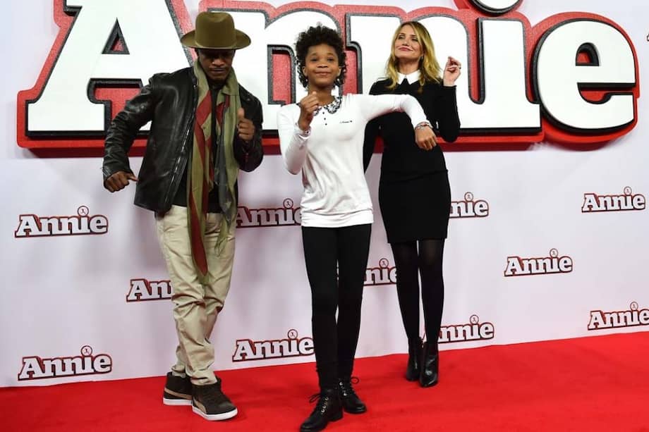 Los actores Jamie Foxx, Quvenzhane Wallis y Cameron Diaz. / AFP