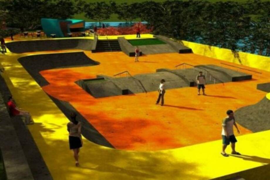 En la socialización del parque Skate Park Chambacú estuvieron presentes los jóvenes que practican este deporte. / Foto: Modelo del parque de Skate - Alcaldía de Cartagena.