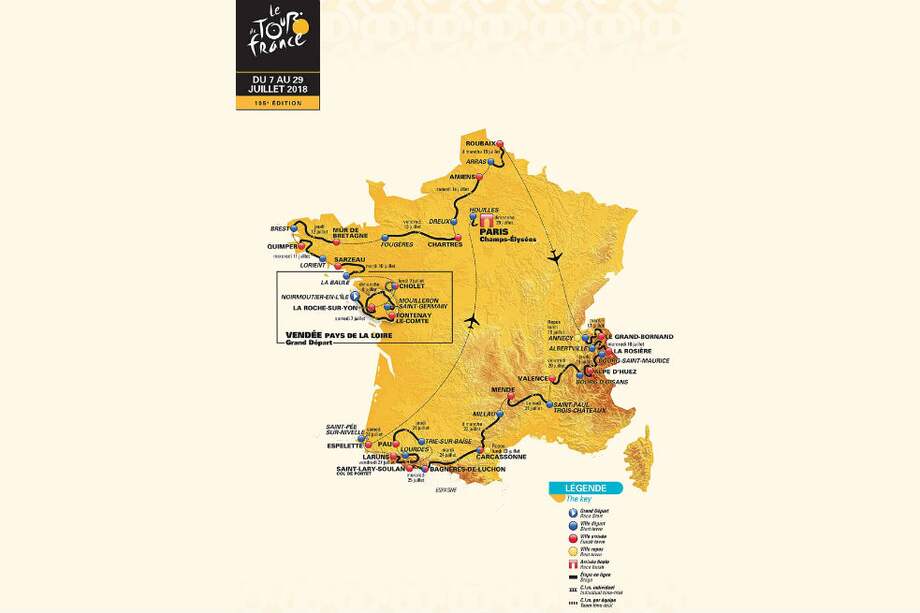 Recorrido del Tour de Francia 2018. / AFP