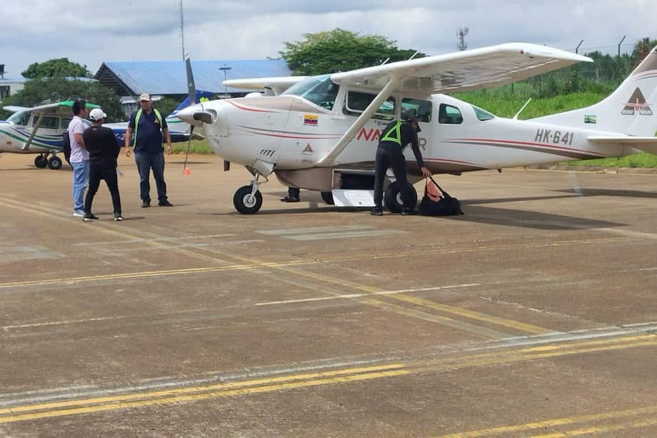 Avioneta que transportaba funcionarios de la Registraduría.