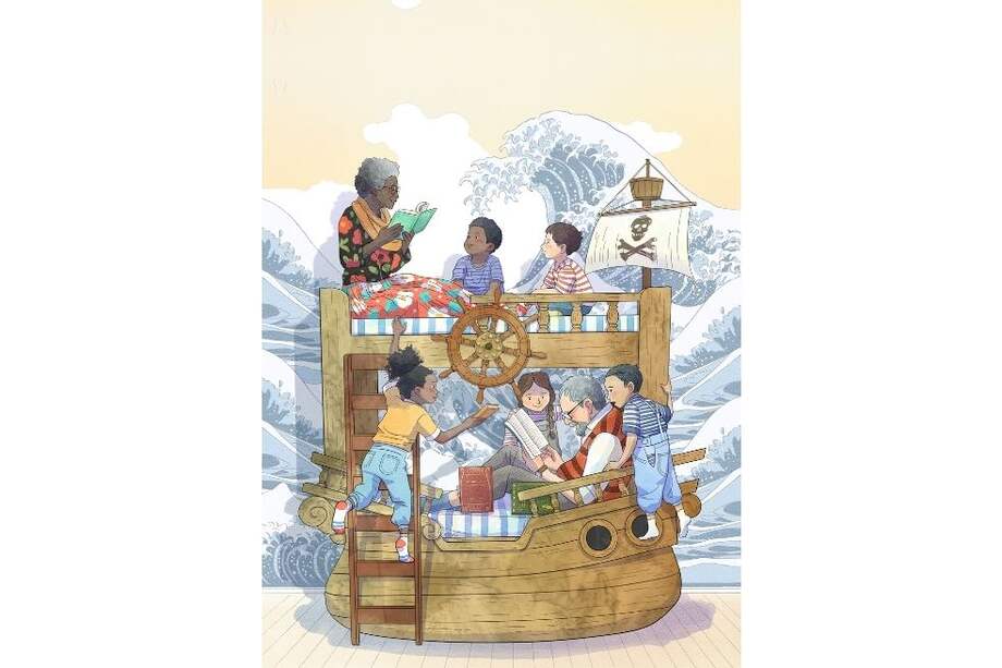 Ilustración y portada de "Los abuelos cuentan", libro de cuentos dedicados a nietos por parte de varias celebridades en Colombia.