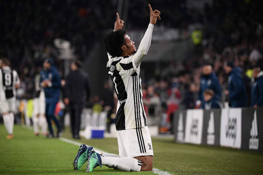 Cuadrado festejó su gol ante la Juventus luego de tres meses de ausencia por una pubalgia. / AFP