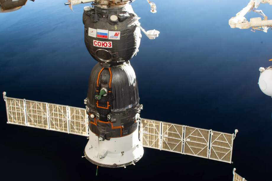Soyus MS-28, la nave espacial en la que regresarán los astronautas a la Tierra este fin de semana.