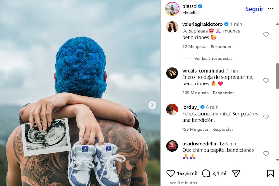 Esta fue la publicación con la que Blessd confirmó la espera de su primer hijo.