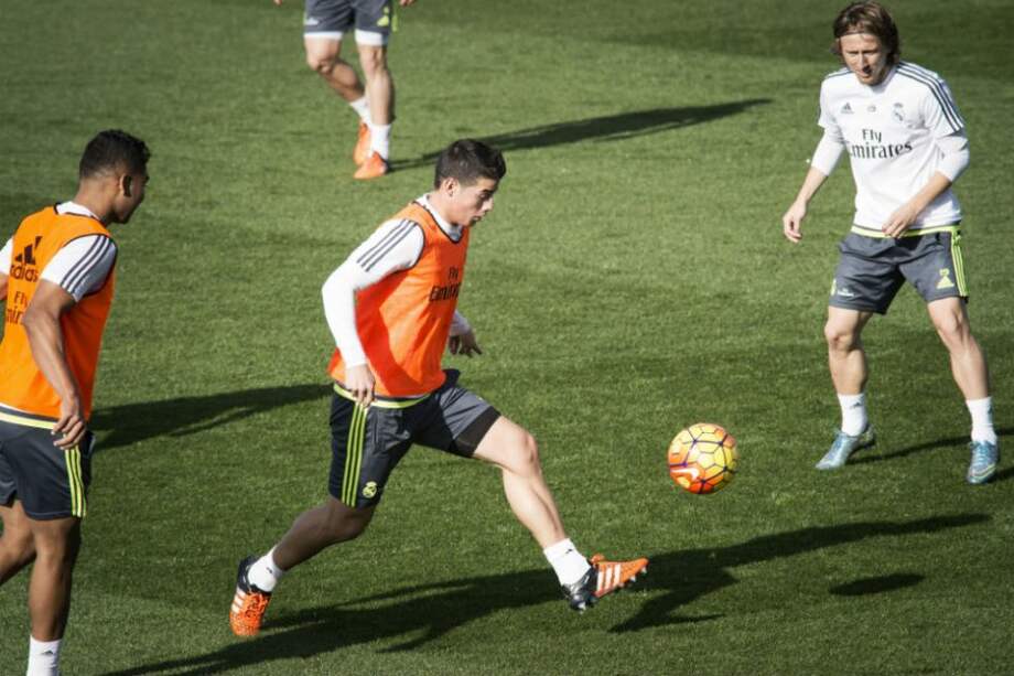 james Rodríguez durante el entrenamiento del Real Madrid en Valdebebas. Foto: EFE