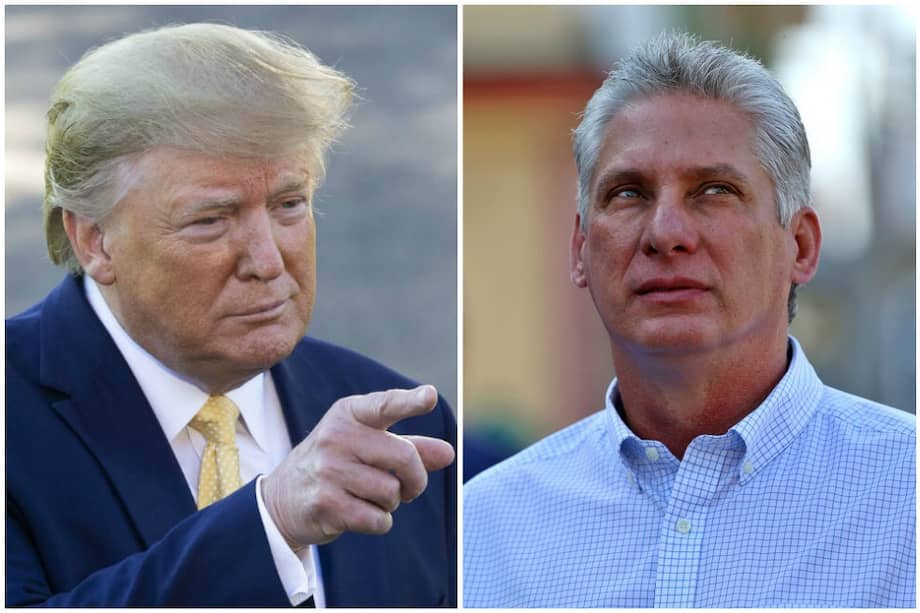 El presidente de Estados Unidos, Donald Trump, y el presidente de Cuba, Miguel Díaz-Canel. / AFP