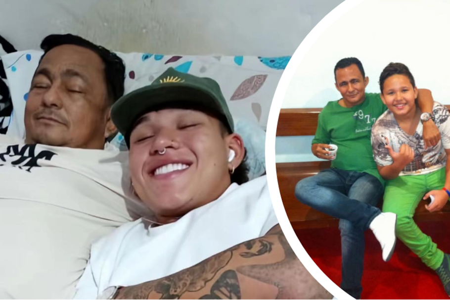 Beéle junto a Breyner López, su papá.