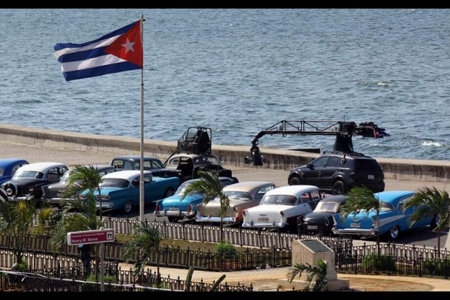 Imagen del rodaje de "Rápido y Furioso 8" en Cuba. / AFP