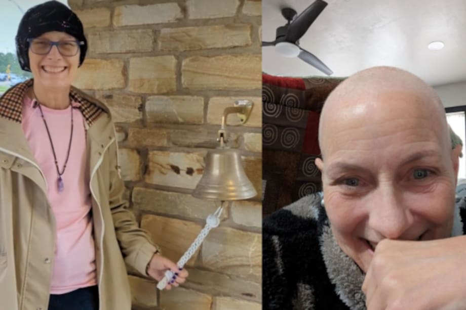 Kristina Lilley, tocando la campana tras superar el cáncer.