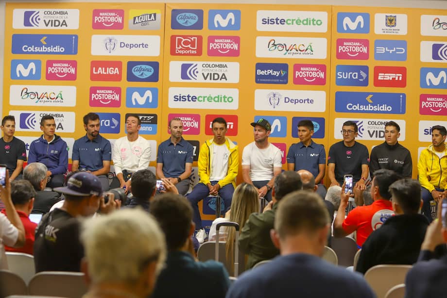 Rueda de prensa con las figuras principales del Tour Colombia 2024