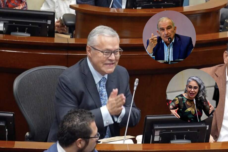 El ministro de Justicia, Néstor Osuna, estuvo presente en la aprobación en plenaria de la Jurisdicción Agraria. En la foto: los senadores Humberto de la Calle y María José Pizarro.