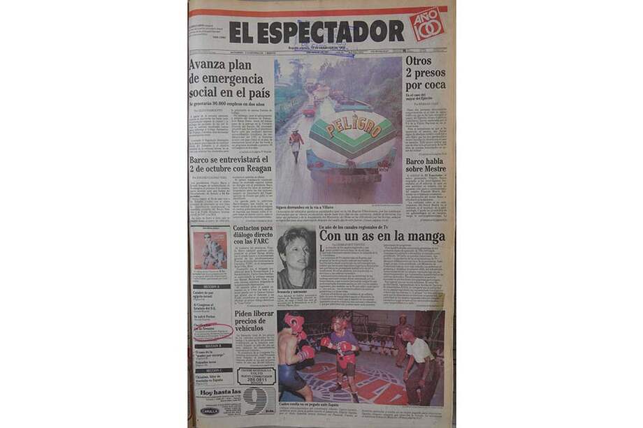 Así tituló El Espectador el 12 de septiembre de 1986