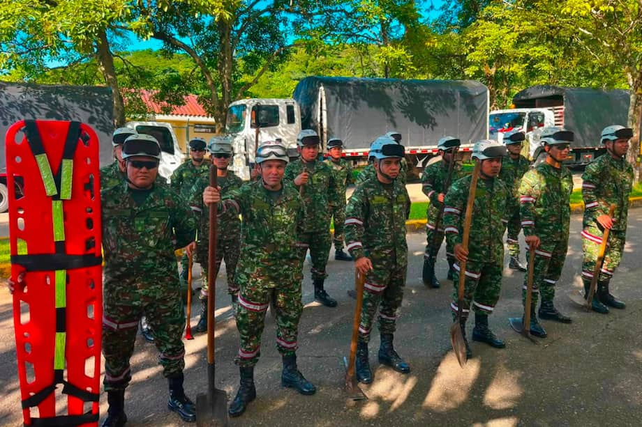 Según detalló el Ejército, los soldados serán distribuidos en cinco pelotones de 36 integrantes cada uno que viajarán desde Bogotá y Tolemaida a territorios del Eje Cafetero, Chocó y Cali, de acuerdo a los reportes de afectados.