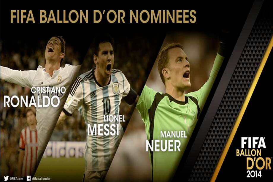 Cristiano Ronaldo, Lionel Messi y Manuel Neuer, finalistas al Balón de Oro