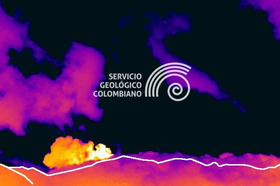 En esta imagen se aprecia el registro de una de las cámaras térmicas del SGC durante la emisión de ceniza ocurrida el lunes a las 7:27 p.m.