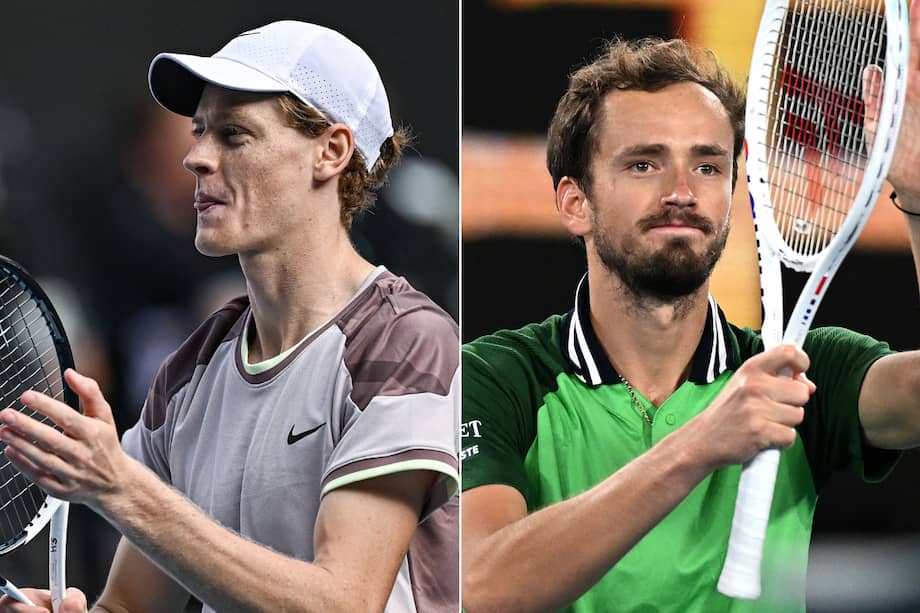 El italiano Jannik Sinner (izq.) y el ruso Daniil Medvedev disputarán la final del Abierto de Australia 2024.