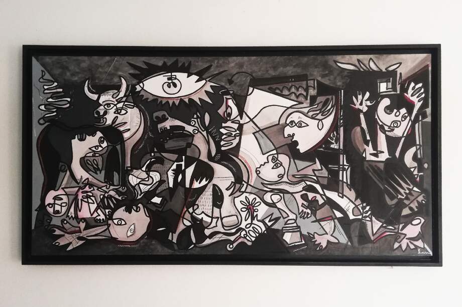 Gonzalo León Báez es uno de los artistas, que, en representación de Colombia, participa en la Exposición Internacional de Arte la Picassiana. Su obra, en escala de grises, honra el legado del pintor español.