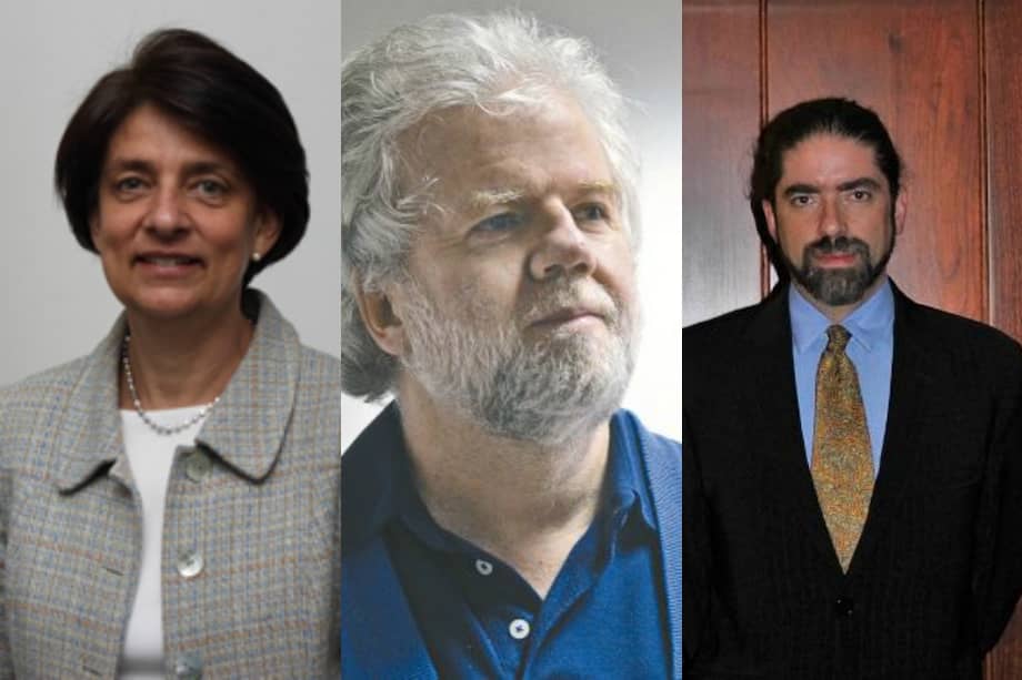 De izquierda a derecha: Cristina Pardo, Rodrigo Uprimny y Aquiles Arrieta. / Presidencia, El Espectador y Corte Constitucional.