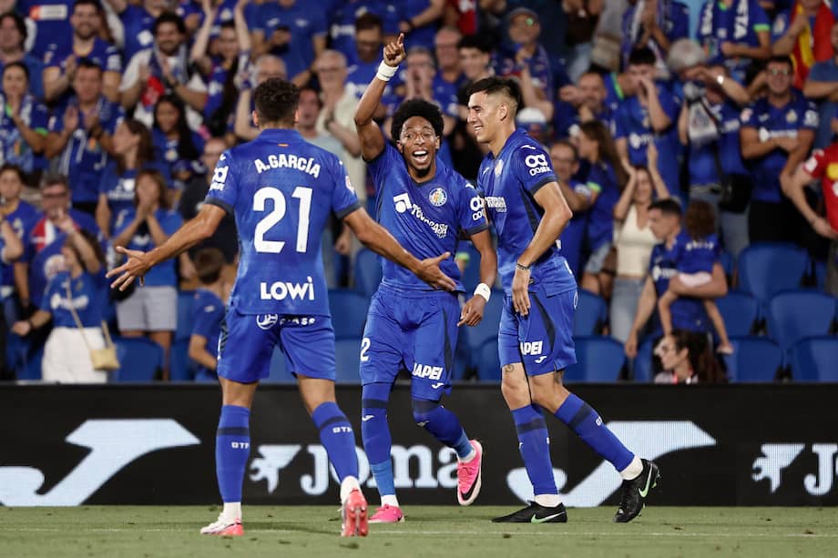 Johan Mojica, celebrando su primer gol con Getafe.