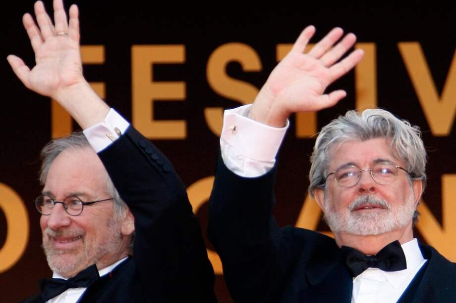 Los cineastas Steven Spielberg y George Lucas.