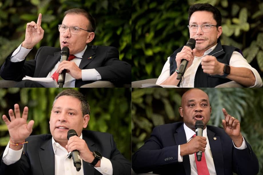 Candidatos presidenciales Roy Barreras, Carlos Caicedo, Mauricio Lizcano y Luis Gilberto Murillo en el debate de El Espectador y Fescol.