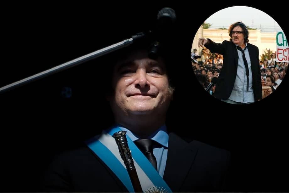 Javier Milei y Charly García. Fotos de EFE y Reuters, montaje hecho por El Espectador.