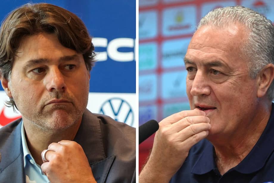 Mauricio Pochettino (izq.), DT de Estados Unidos, y Gustavo Alfaro (der.), estratega de Paraguay.