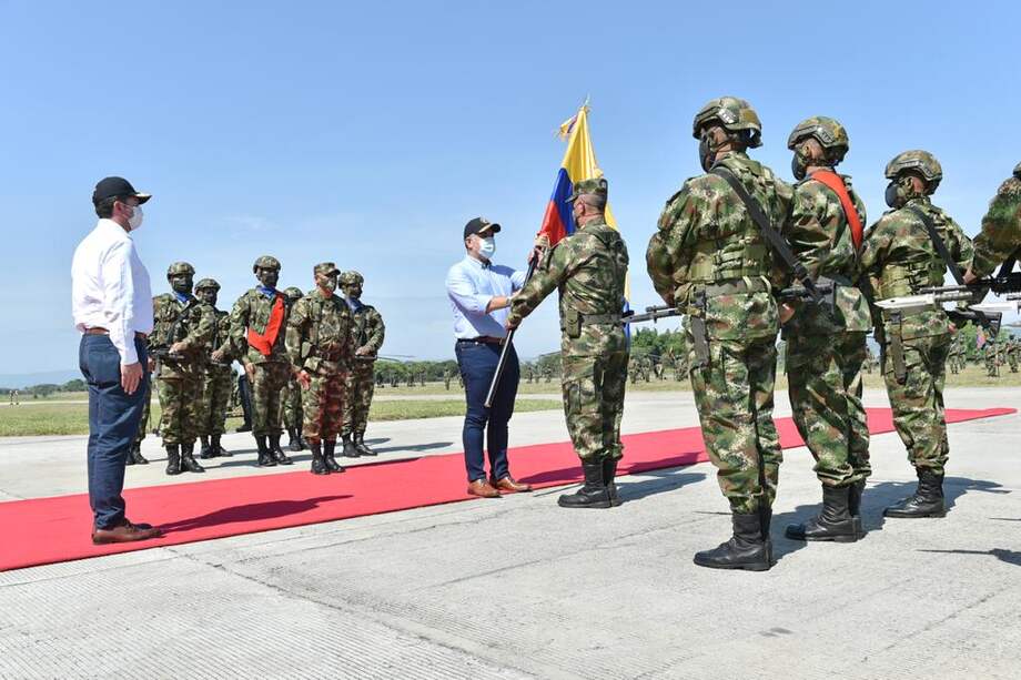 Presidente Iván Duque Márquez durante el lanzamiento del Comando Contra el Narcotráfico y Amenazas Transnacionales (Conat).
