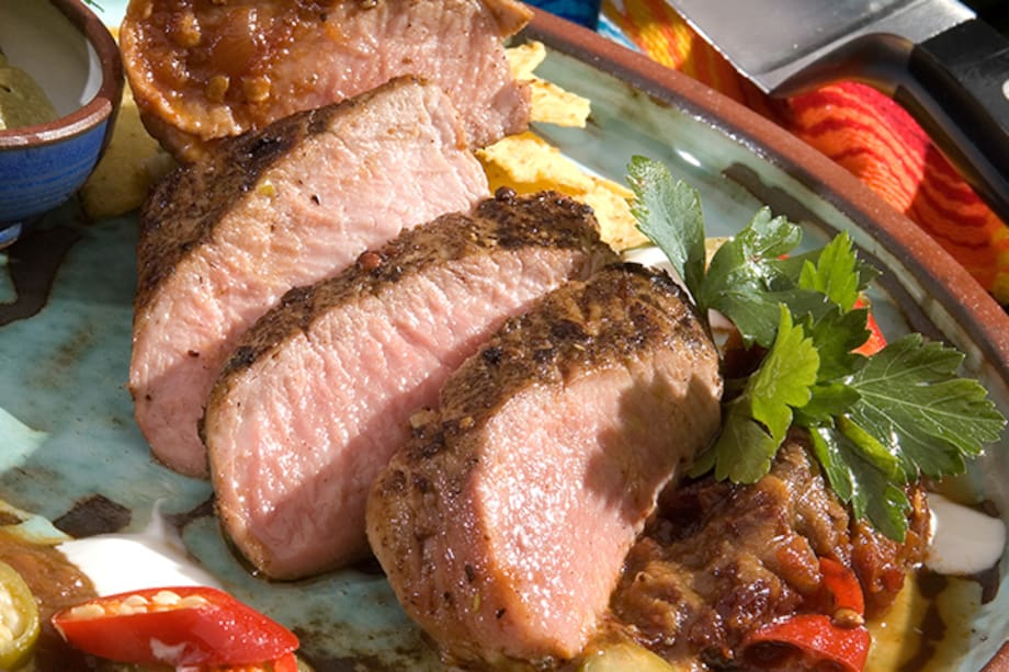 Solomito de cerdo con hogao endiablado. Me encanta la carne de cerdo